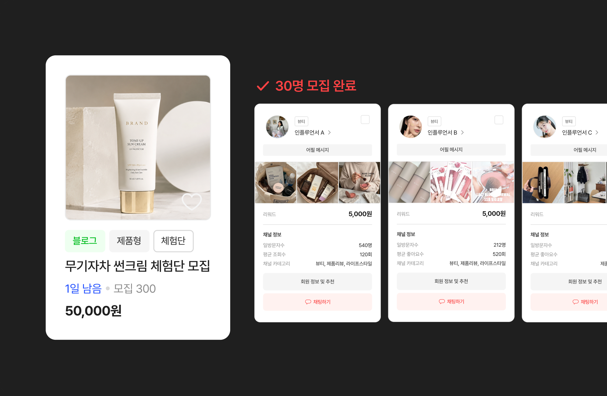 직접 운영 캠페인 진행 방식 화면 예시